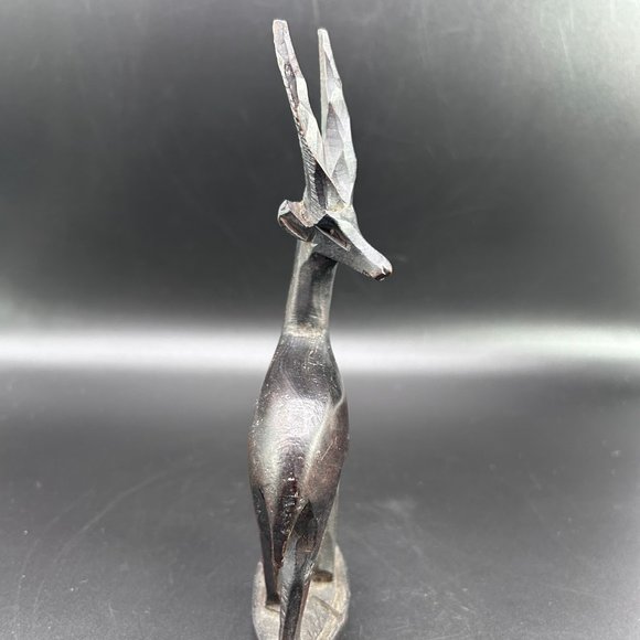 7.5" Hand Carved Dark Wooden Impala Figure Table Mantle Shelf Decor Accent - Picture 4 of 10